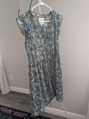 ModCloth Teal Dress with Pink & Cream Floral Print